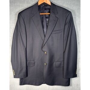 Jos A Bank Signature Collection Wool Blazer 42R Mens Navy Blue Gold Buttons